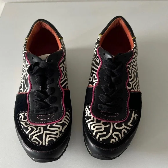 COACH x Keith Haring Leather Black Pink White Sneakers Limited Edition - Picture 1 of 16